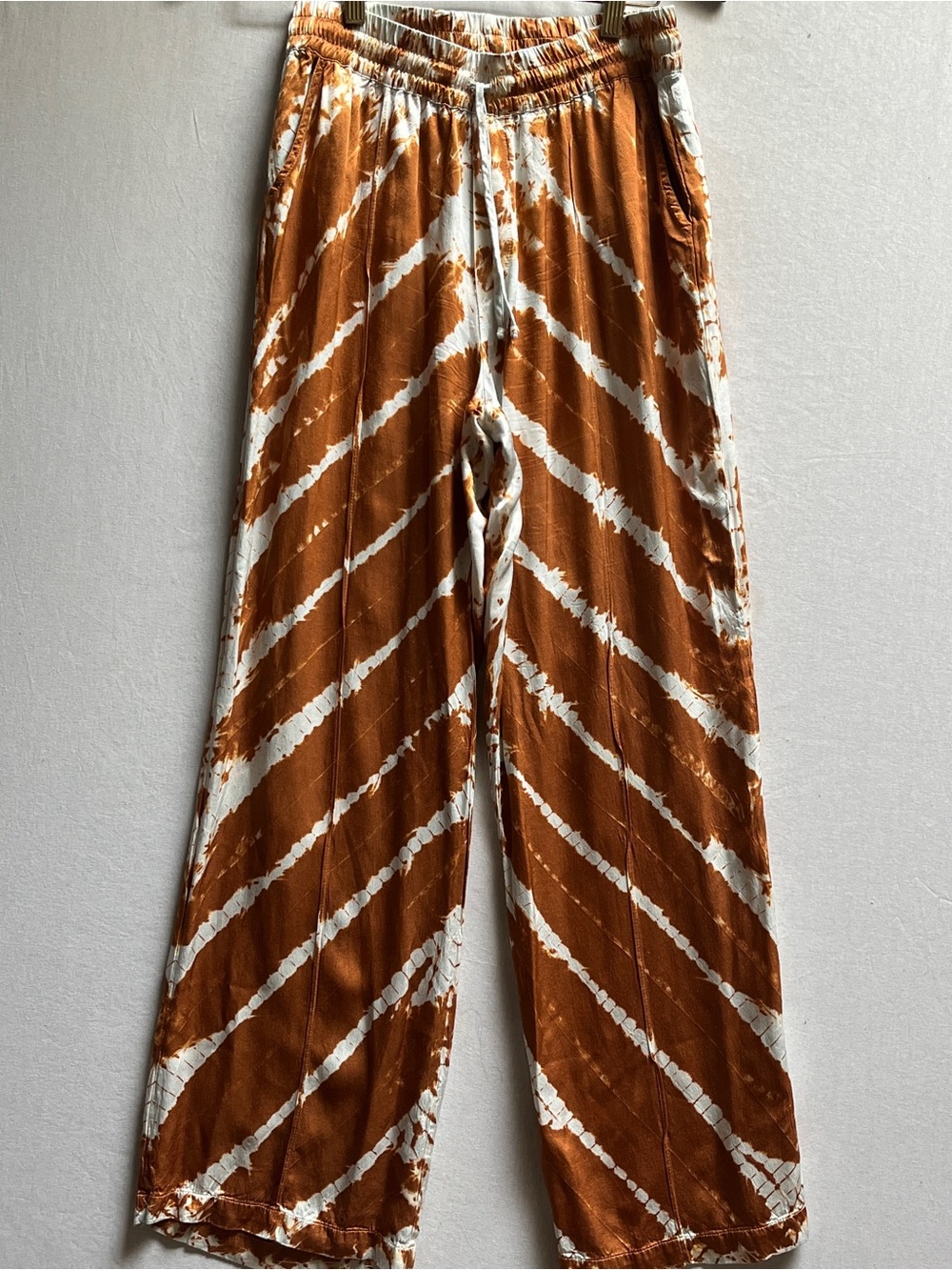 Young Fabulous & Broke YFB Rust & White Tie-Dye Wide Leg Pants - Size S